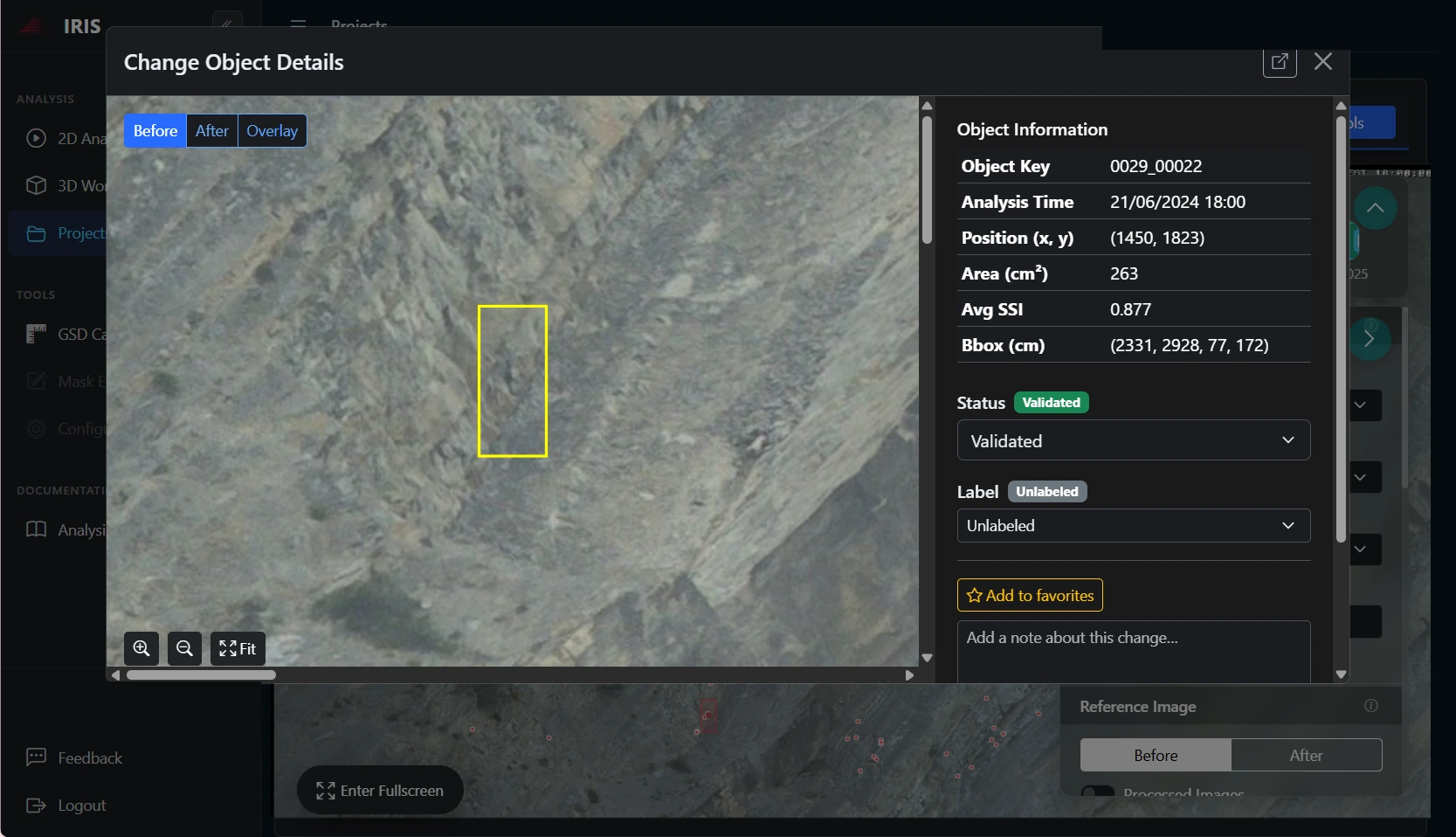 Rock detachment: image before the event
